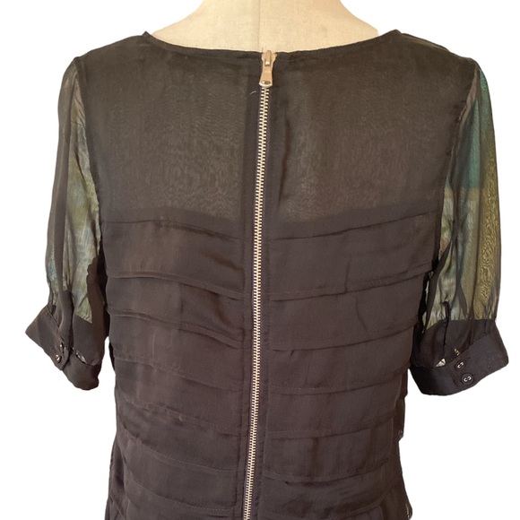 NWT Tulle Anthropologie Black Layered Semi-Sheer Sleeve  Tunic Dress - L - Picture 6 of 11